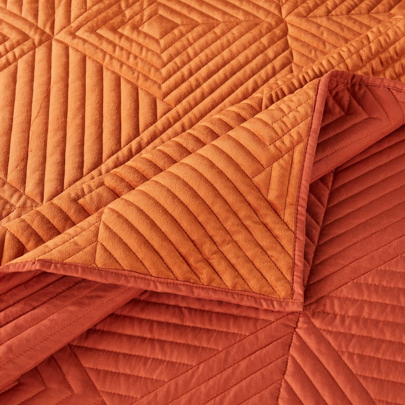 Barefoot Bungalow Riviera Velvet Quilted Modern Throw Blanket