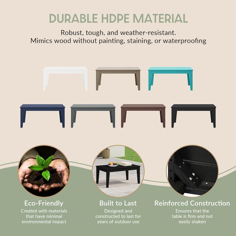 Polytrends Laguna 3-Piece Outdoor Patio Bench Set With Coffee Table