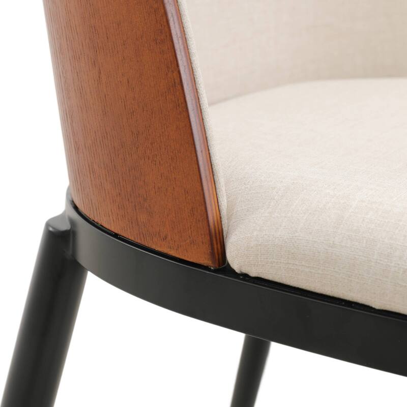 Dining Chair with Upholstered Seat and Back Side Chair with MDF Wood Frame in Black Steel