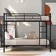 preview thumbnail 2 of 16, Black Twin over Twin Size Metal Bunk Bed with Fence and Ladder for Kids, Bedroom