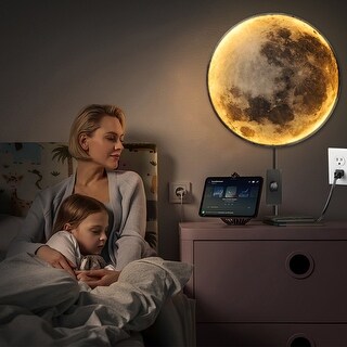9.4/19.6 inches Moon Wall Sconce, 1-Light LED Plug-in Flush Mounted Sconce