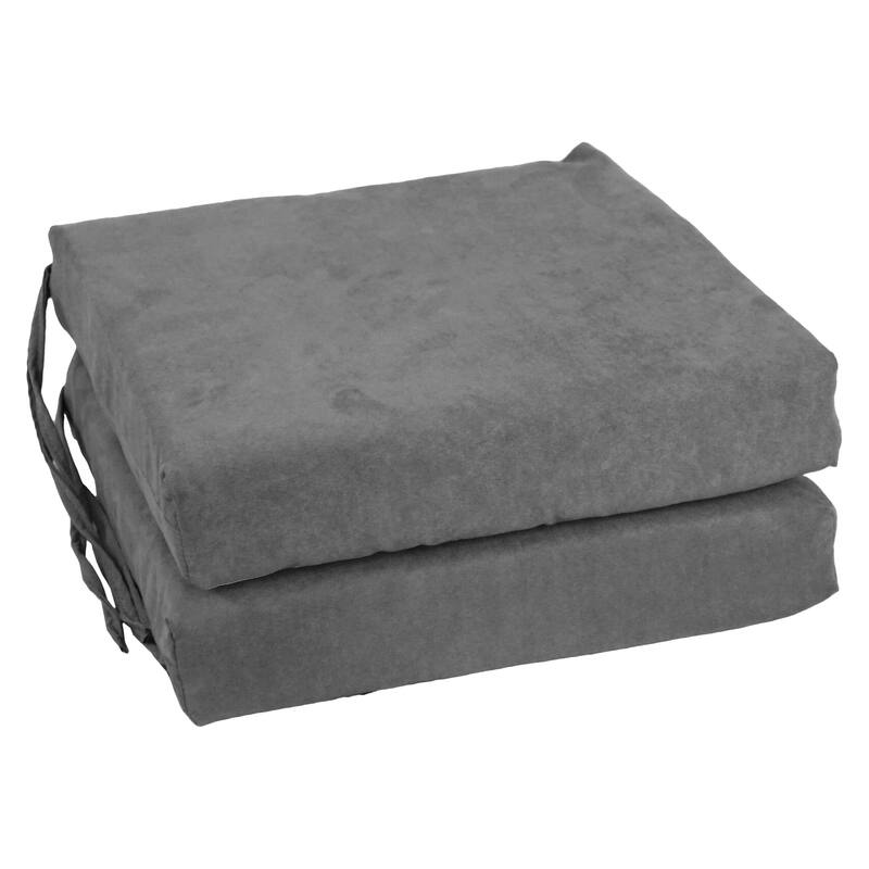 16-inch Square Indoor Microsuede Chair Cushions (Set of 2 or 4) - 16 x 16 - Set of 2 - Steel Grey