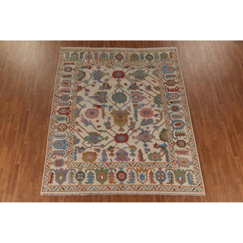 All-Over Floral Oushak Oriental Area Rug Handmade Wool Carpet - 8'2" x 9'10"