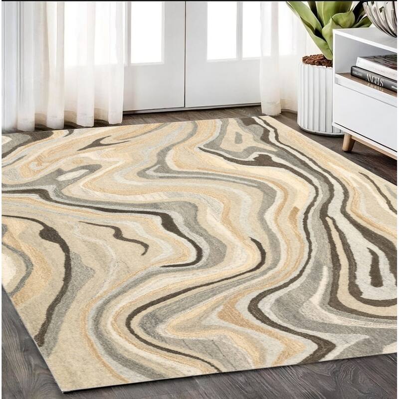 HomeRootsAbstract Modern Rectangle Area Rug - 96.06' X '59.84' X '0.43