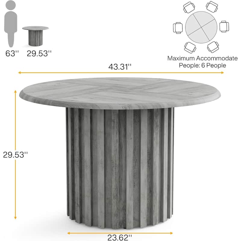 Round Dining Table for 4 with Metal Base for Dining Room Kitchen, Living Room (Chairs Not Included)