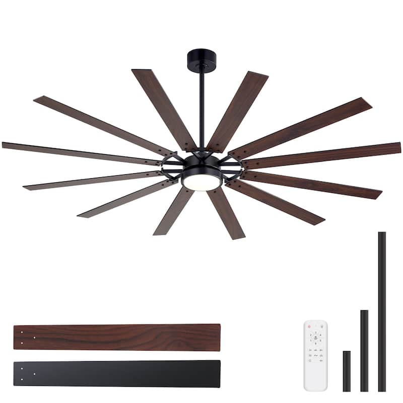 80/72/52/42-IN LED Ceiling Fan with Light Kit and Remote(5/10/12-Blade)