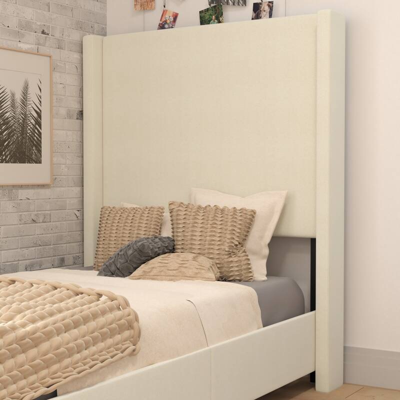 Upholstered Platform Bed with Channel Stitched Headboard