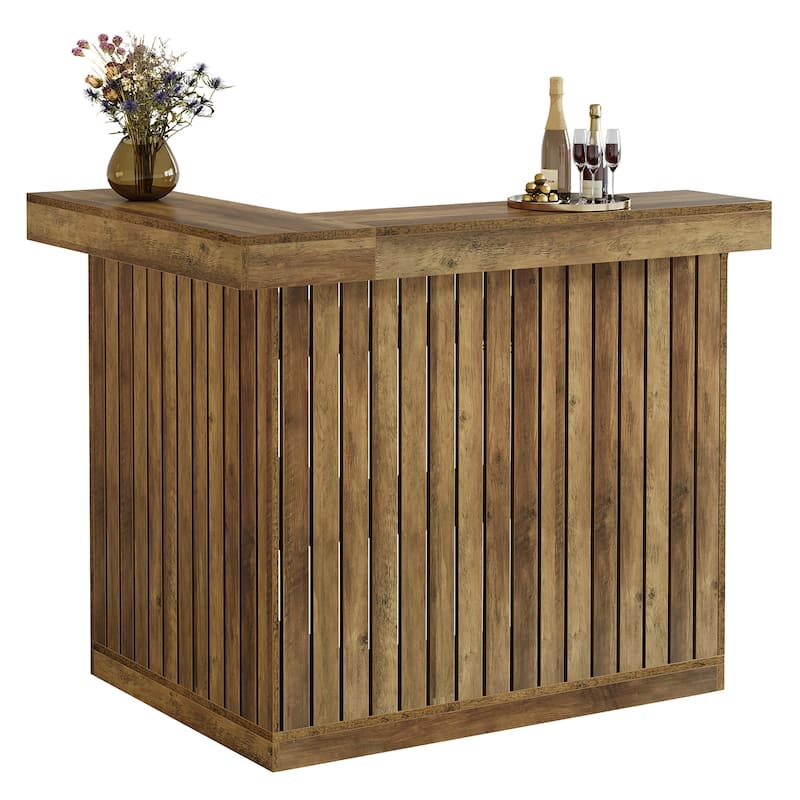 L-Shaped Home Bar Unit, 4-Tier Corner Liquor Bar Table