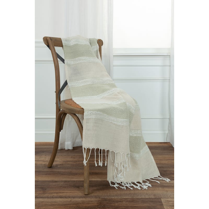Rizzy Home Chevron Stripe Hand Loomed Cotton Throw
