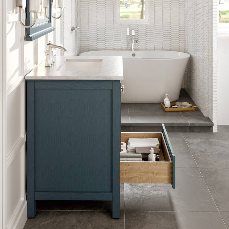 Eviva Britney 30" Bath Vanity with White Carrara Marble Top