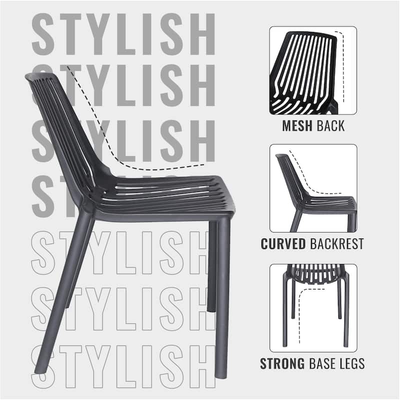 LeisureMod Acken Mid-Century Modern Plastic Dining Chair, Set of 4 - 30.7"