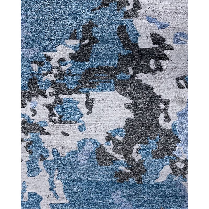 Modern One-of-a-Kind Hand-Knotted Area Rug - Gray, 9' 1" x 12' 1" - 9' 1" x 12' 1"