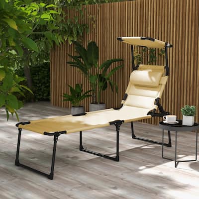 Foldable Outdoor Reclining Sun Lounger with Adjustable Backrest and Weather-Resistant Fabric - 27.5" W x 78.75" D x 17.75" H