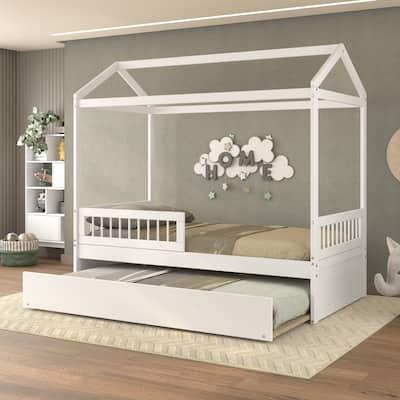 Polifurniture Nyce Twin Size Bed with Guard Rail and Trundle