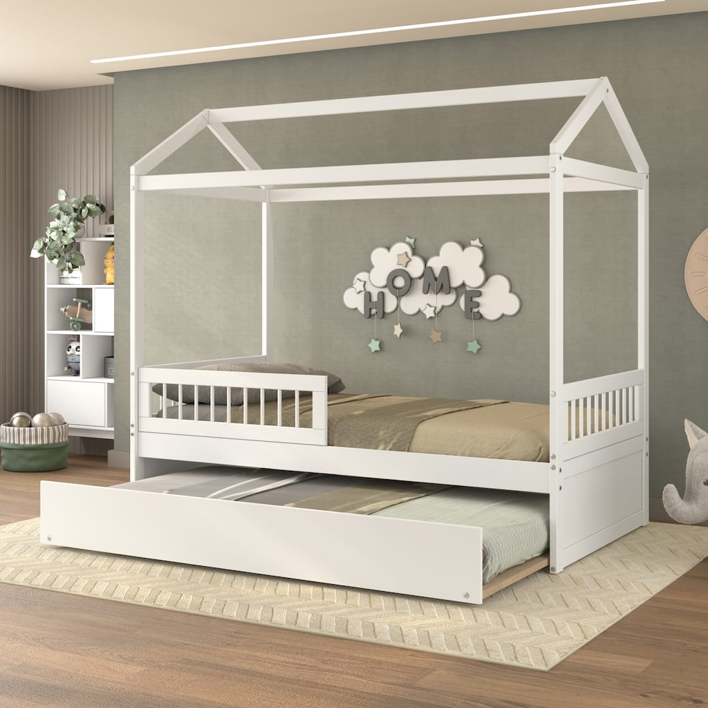 Polifurniture Nyce Twin Size Bed with Guard Rail and Trundle