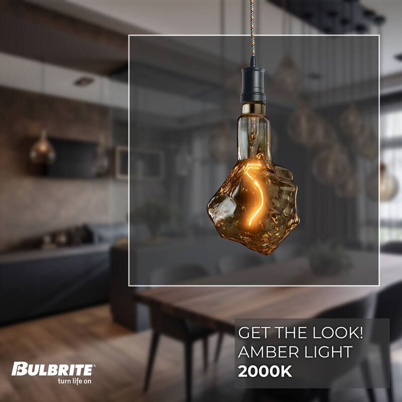 Bulbrite LED Grand Bulb and Pendant Kit of (1) 4 Watt Antique Glass 13" Glacier Shaped Bulb