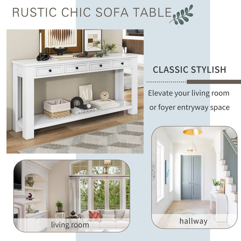 Console Table/Sofa Table with Storage Drawers and Bottom Shelf for Entryway Hallway