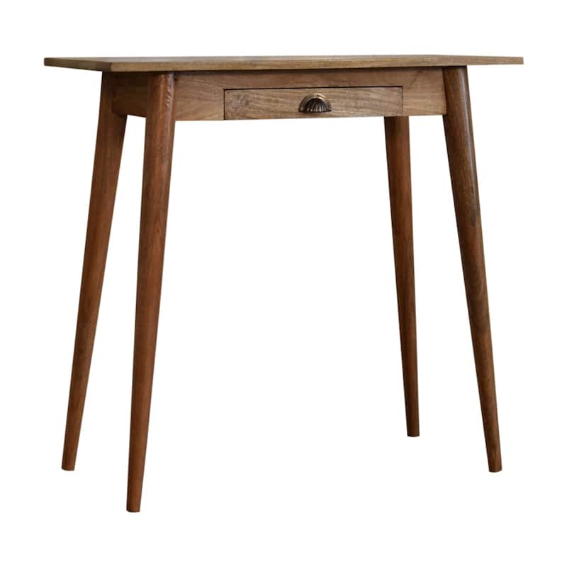 Artisan Furniture Solid Wood Mini Nordic Style Writing Desk, Brown with 1 Drawer