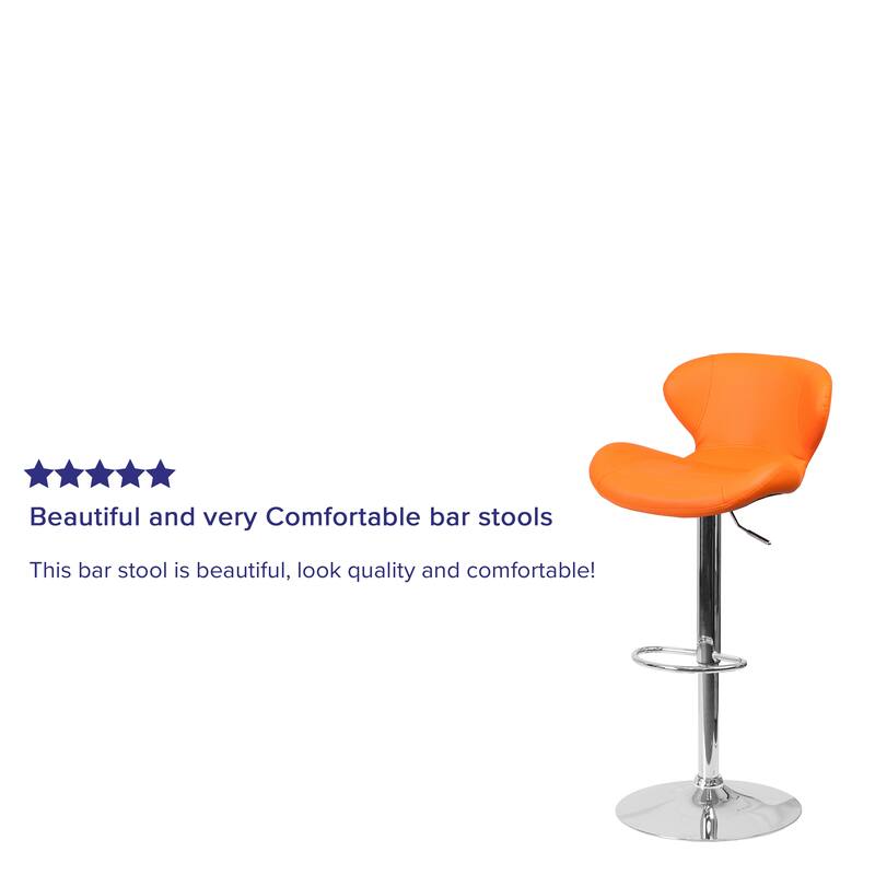 Modern Low-back Height-adjustable Chrome/Vinyl Barstools (Set of 2)