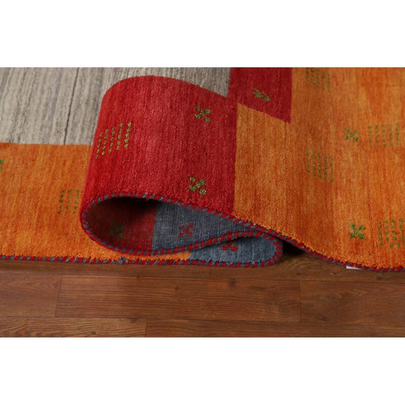 Striped Gabbeh Indian Rug Hand-Knotted Contemporary Wool Carpet - 6'5"x 9'8"