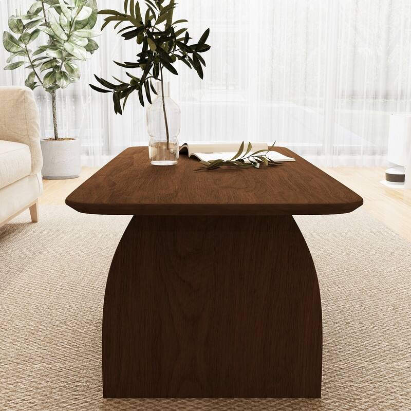 47-inch Modern Minimalist Coffee Table with Storage, Double-Layer Rectangular Design for Living Room