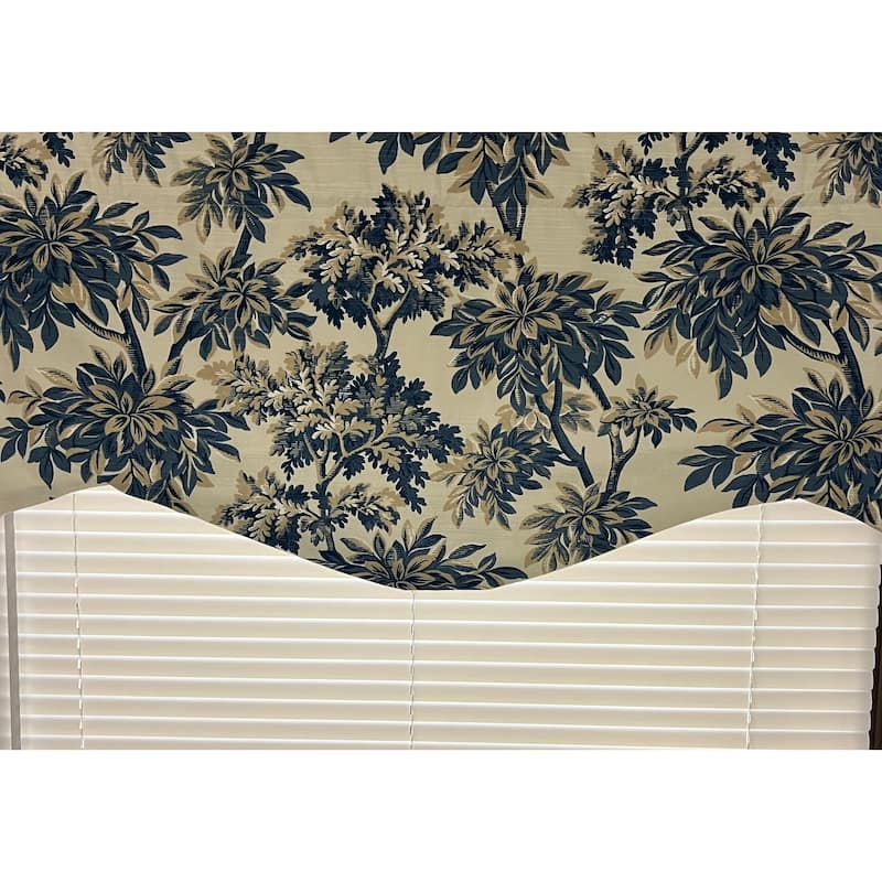 Sylvan oak tree blue shaped valance with cord