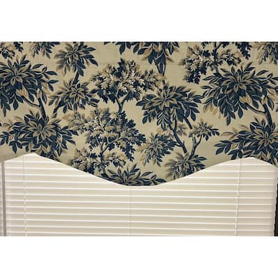 Sylvan oak tree blue shaped valance with cord