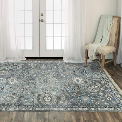 Alora Decor Mila Grey Floral Oriental Hand-tufted Wool Blend Rug
