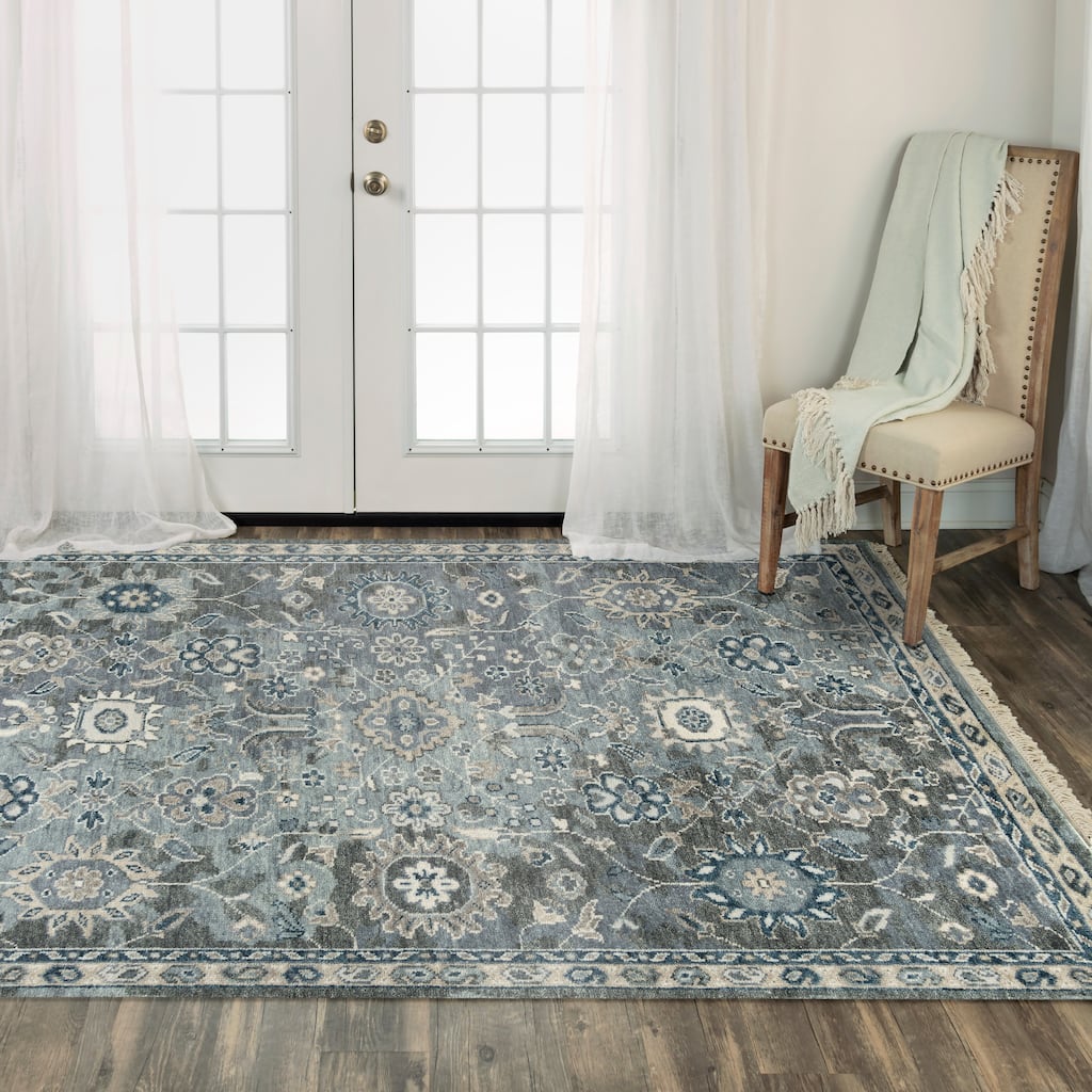 Alora Decor Mila Grey Floral Oriental Hand-tufted Wool Blend Rug