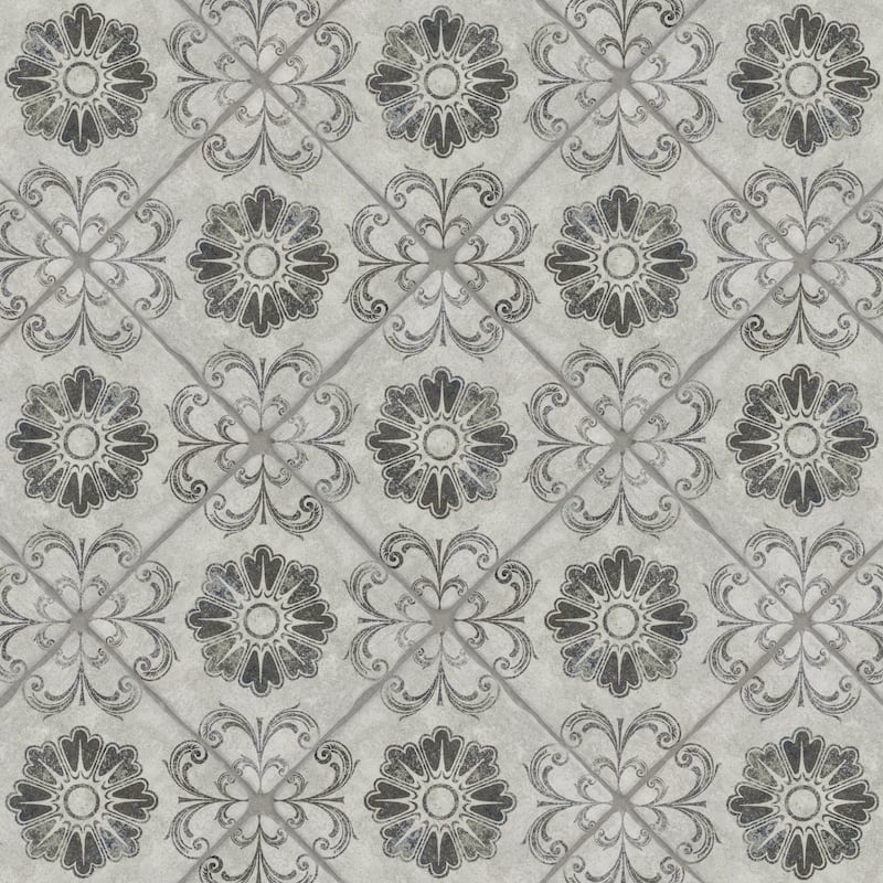 Merola Tile Costa Cendra Decor Fleur 7-3/4" x 7-3/4" Ceramic Floor and Wall Tile