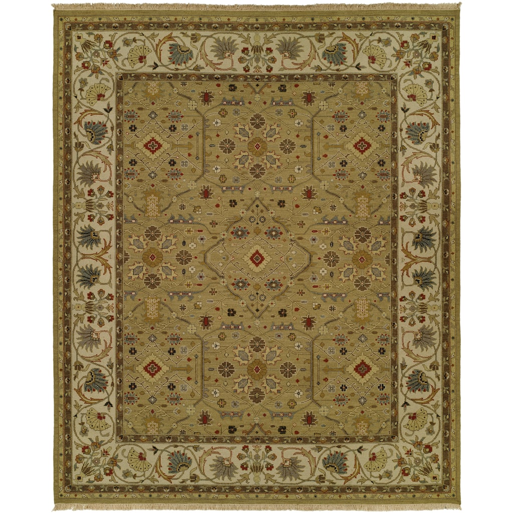 Traditional Green Flatweave Wool Area Rug