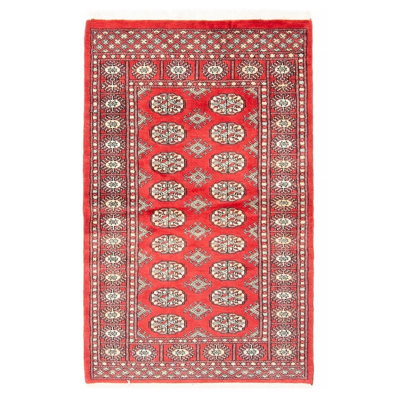 ECARPETGALLERY Hand-knotted Peshawar Bokhara Red Wool Rug - 3'1 x 4'10 - 3'1 x 4'10 - Red