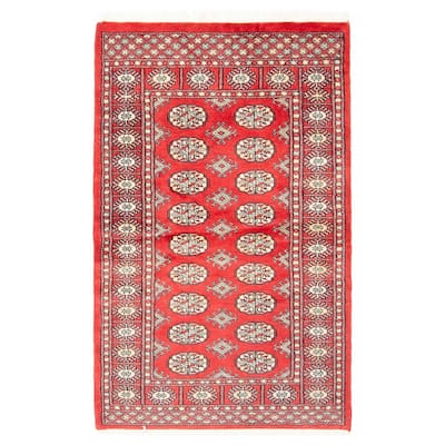 ECARPETGALLERY Hand-knotted Peshawar Bokhara Red Wool Rug - 3'1 x 4'10