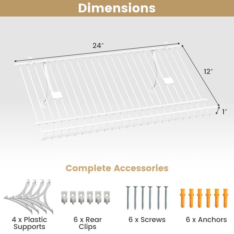 Gymax Set of 2 Metal Wire Shelving Unit Sloping Shoe Racks w/