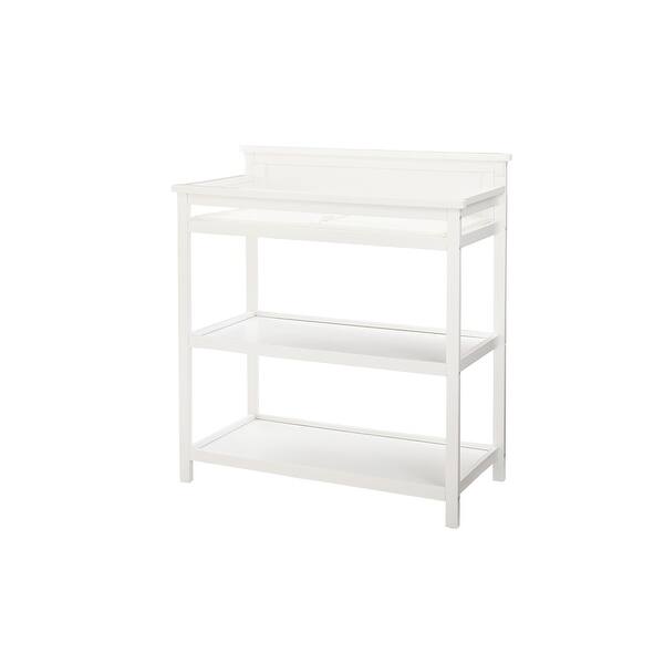 slide 2 of 2, Emery 38" Wide Modern Style Wood Changer with Shelves/Pad, White