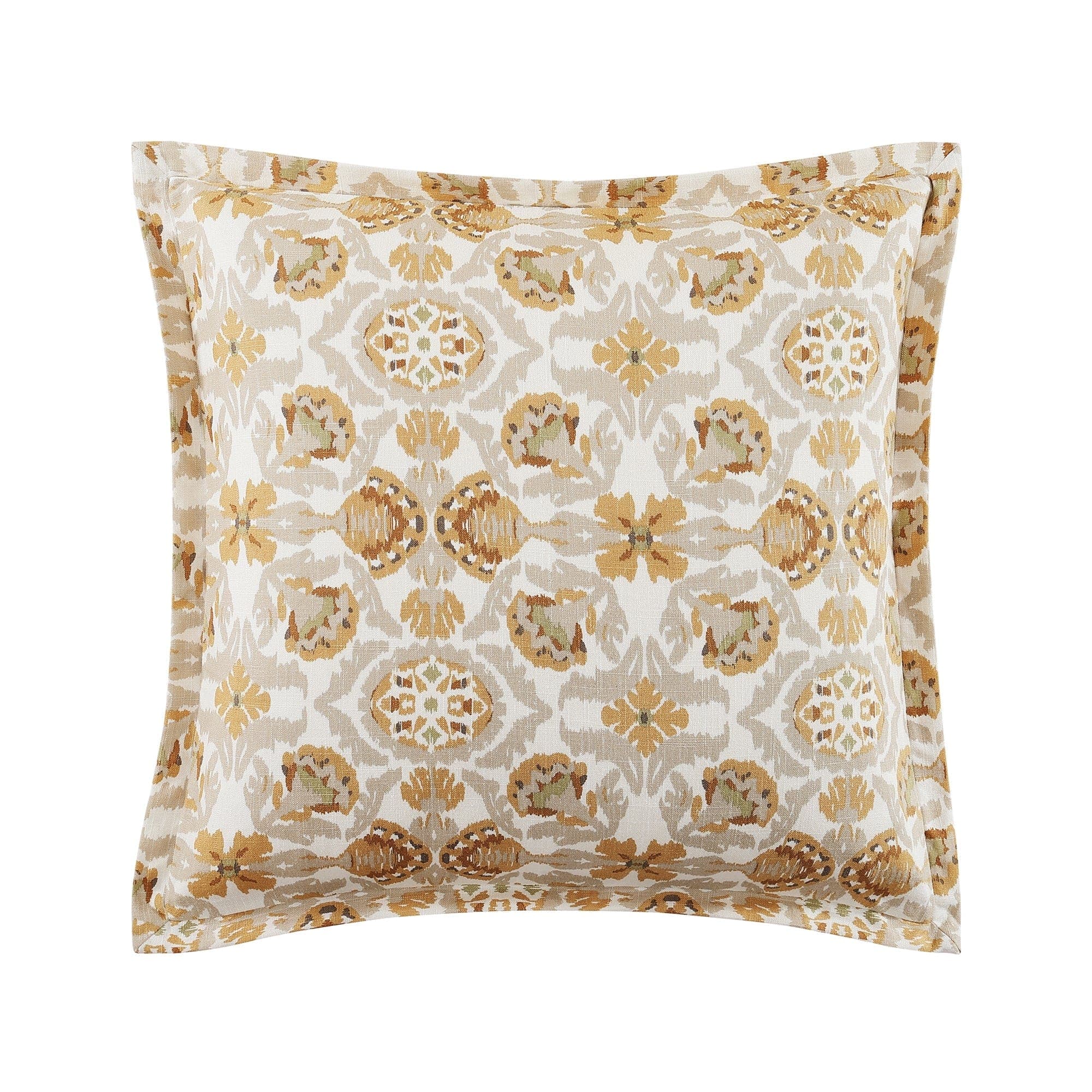 HiEnd Accents Andie Washed Linen Vintage Floral Bedding Medallion Print Euro Sham, 27" x 27"