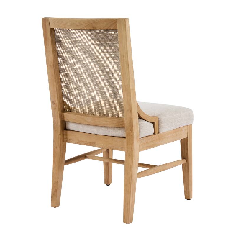 Christopher Knight Home - Upholstered Dining Chair Cane Back Rubber Wood Dining Chair with Cushioned Seat (Set of 4)