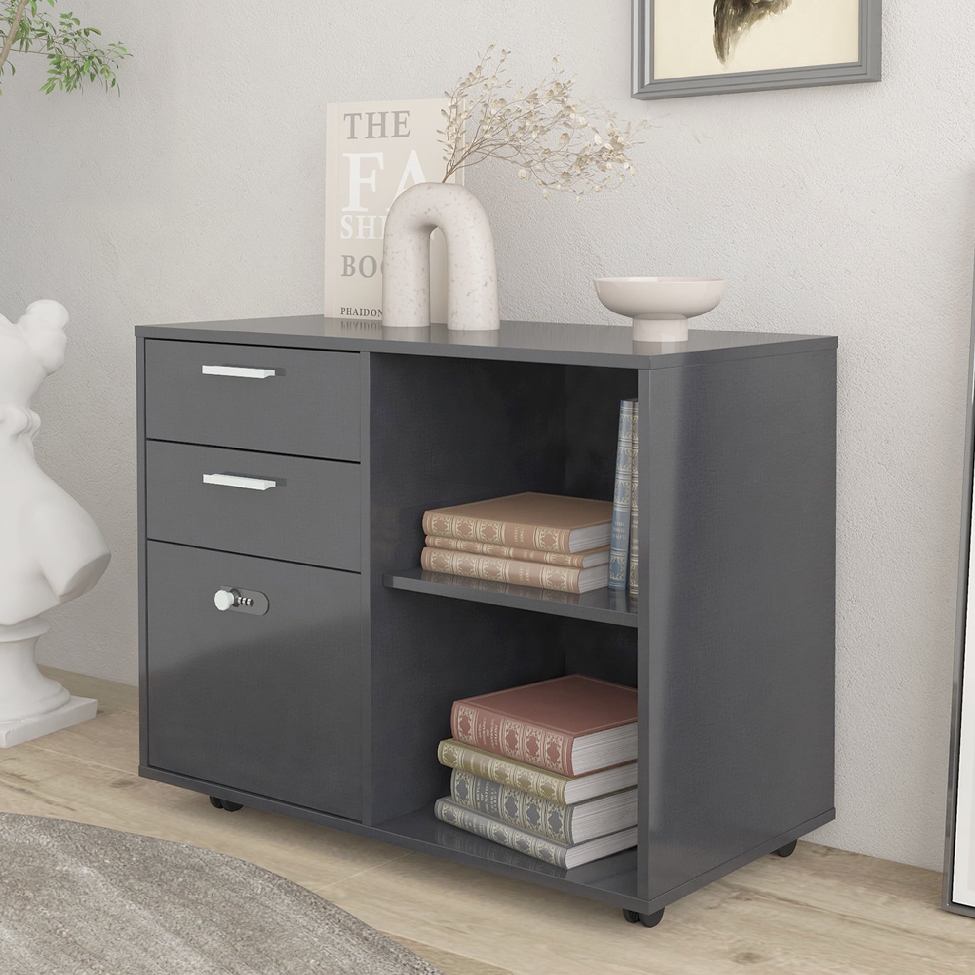Combination top file cabinet