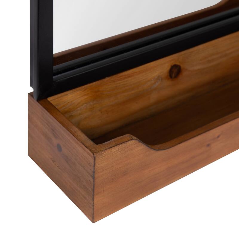 Kate and Laurel Gammons Hanging Farmhouse Wall Mirror with Lower Shelf