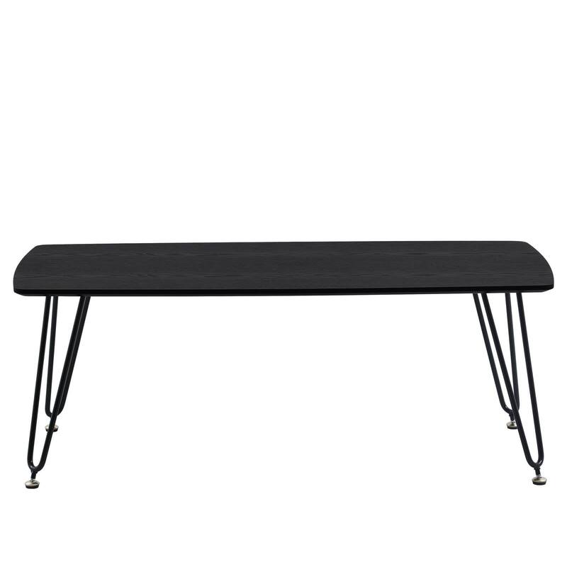LeisureMod Elmwood 47" Modern Rectangular Center Coffee Table with Wood Tabletop - Accent Table for Living Room Home Office