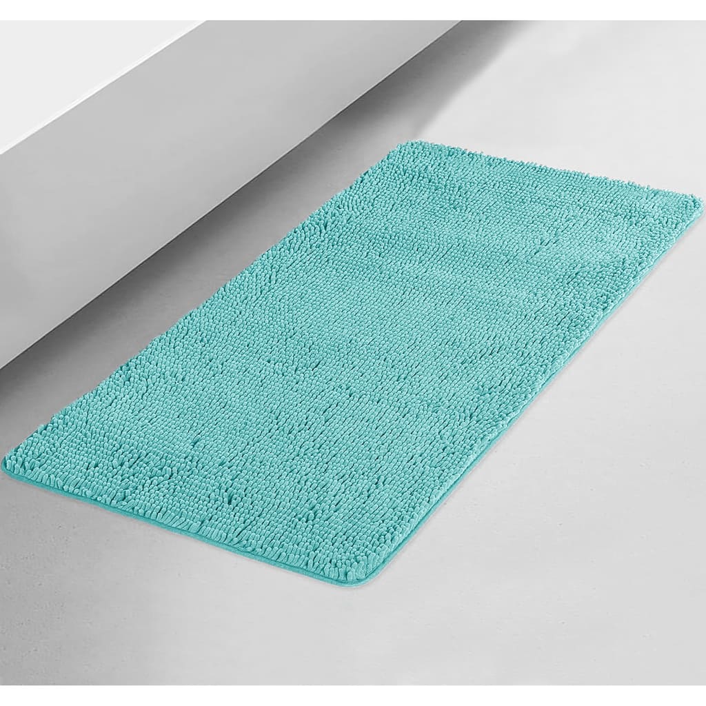 35"x24" - Spa Blue Soft Cozy Plush Chenille Bath Mat Bathroom Rug
