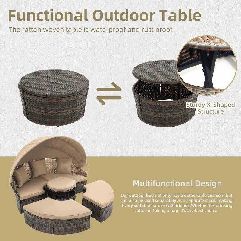 GALDWIN outdoor rattan bed, balcony courtyard sunshade sofa