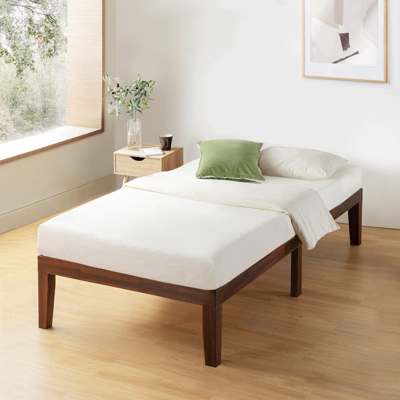 16 Inch Classic Solid Wood Platform Bed Frame in Multiple Finishes - Espresso - Twin