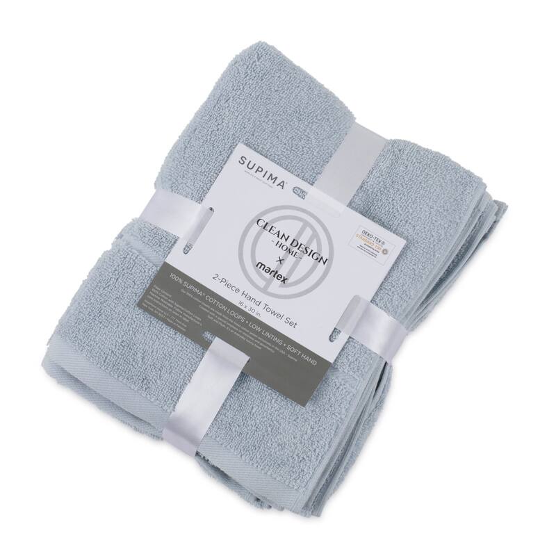 Clean Design Home x Martex Solid Supima 2-Pack Hand Towel Set