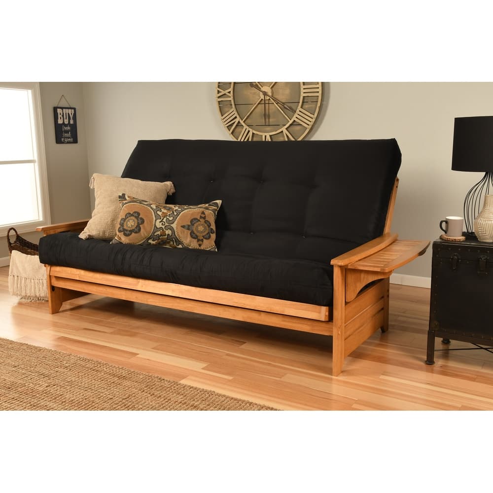 Somette Phoenix Queen-size Futon Set in Butternut Finish with Suede Mattress