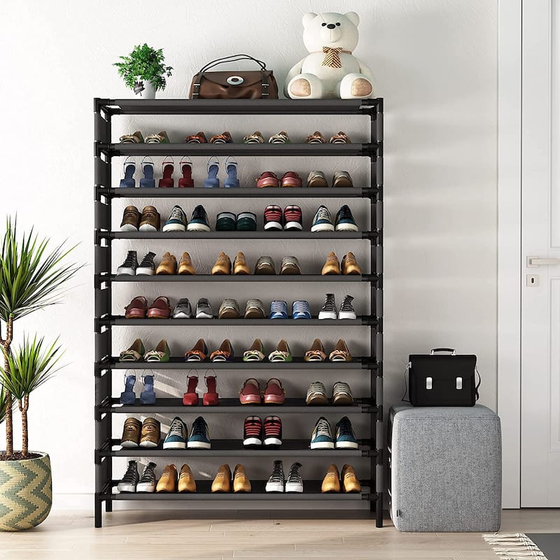 10 Tiers 50 Pair Metal Shoe Rack Shoe Shelf