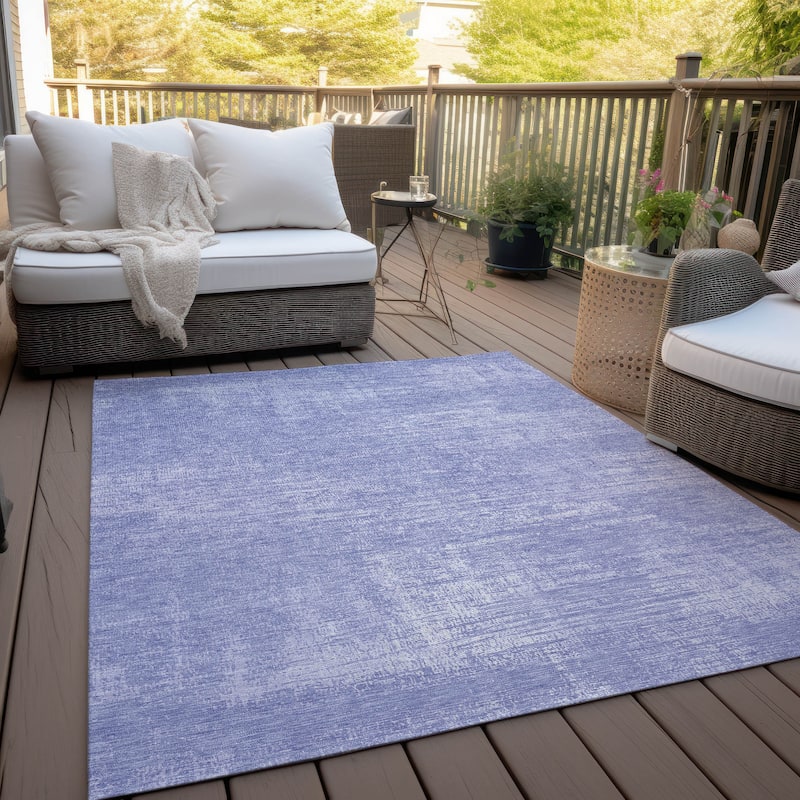 Machine Washable Indoor/ Outdoor Chantille Abstract Solid Rug - Lavender - 8' x 10'