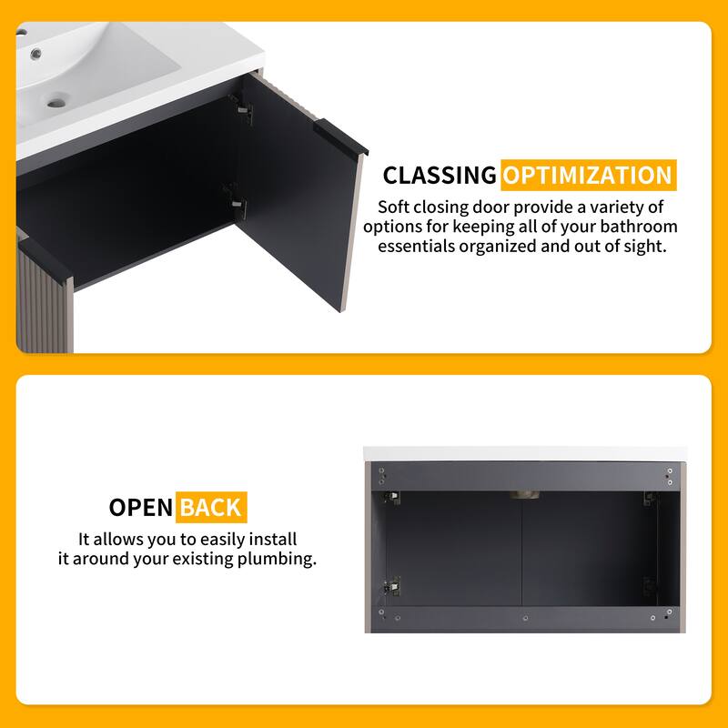 Beingnext 36"/48" Bathroom Vanity with Sink, Floating Bathroom Vanity with Soft Close Door