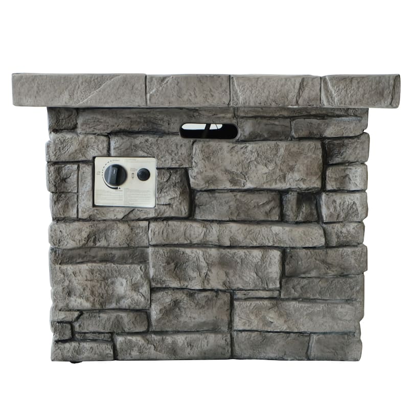 Angeles Outdoor Propane Square Fire Pit Table with Lava Rocks by Christopher Knight Home - N/A