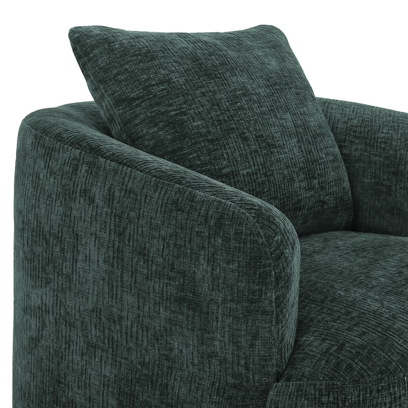 Chenille Swivel Accent Chair with Pillow